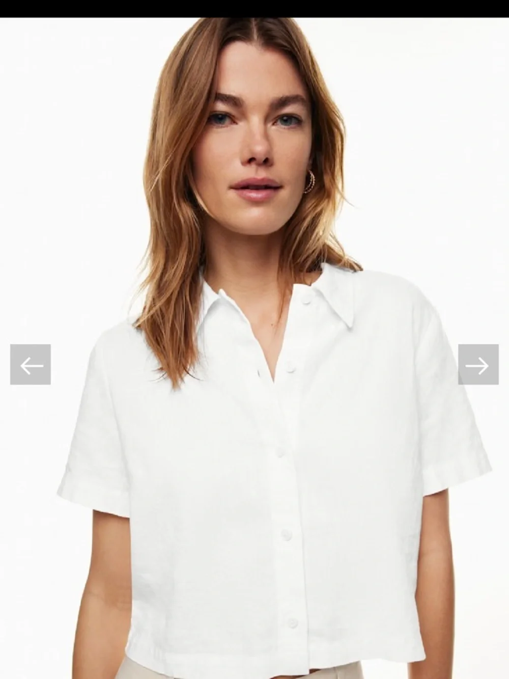 Wilfred linen Cropped White Button Front Shirt - Picture 2 of 10